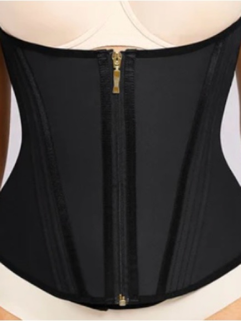 High-Compression Black Waist Cincher with Front Zip